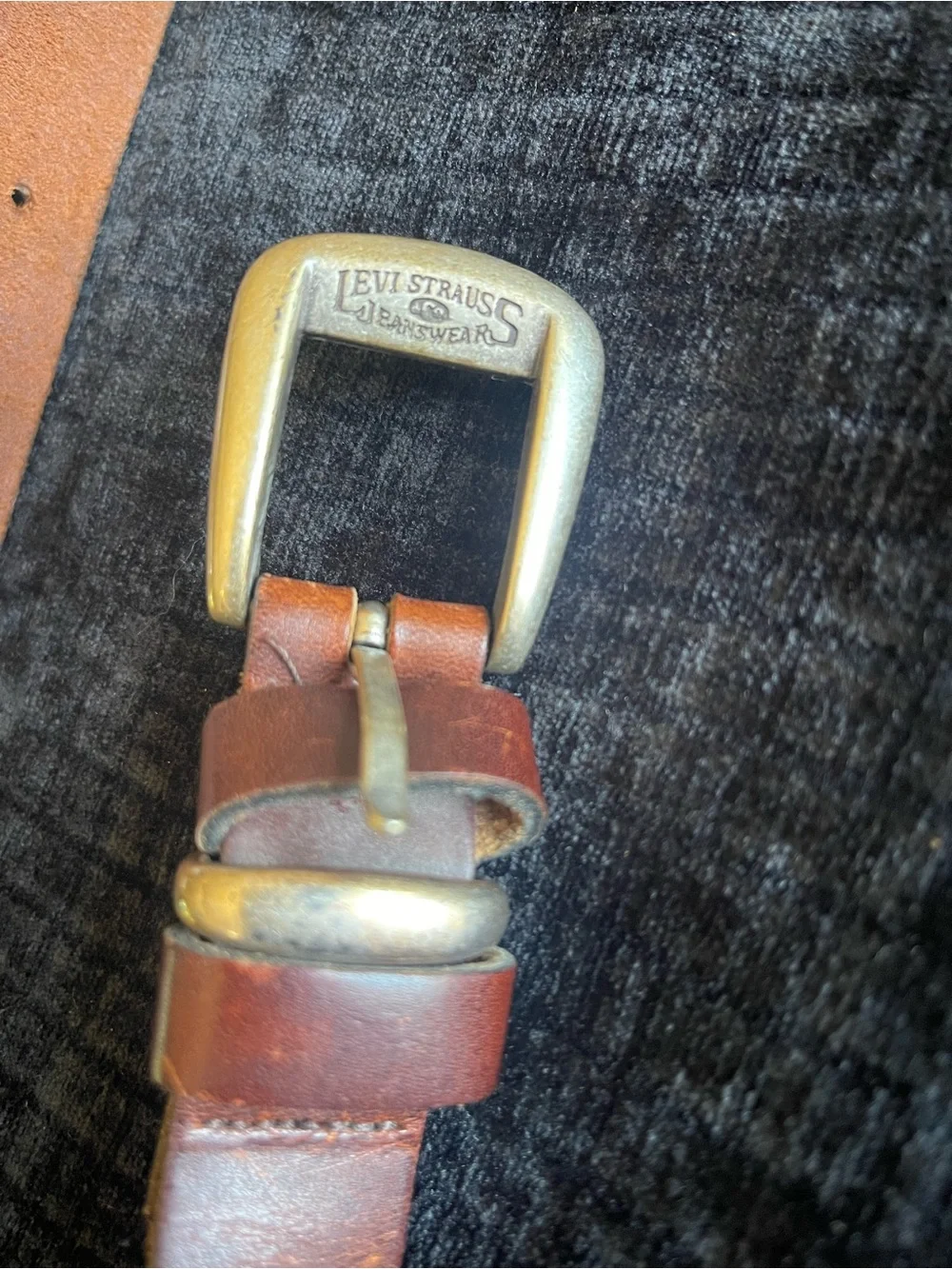 Levi's Brown Leather Belt with Brass-Tone Buckle
